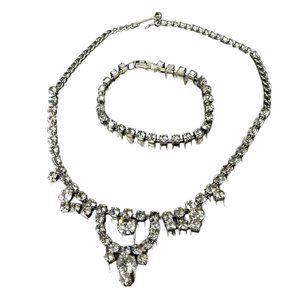 Faux Diamond Costume Necklace and Bracelet Set